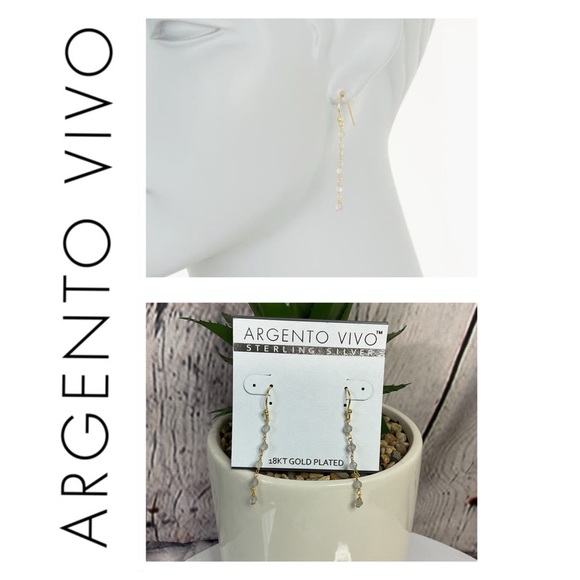 🐘 Argento Vivo 18K Gold Plated Sterling Silver White Agate Drop